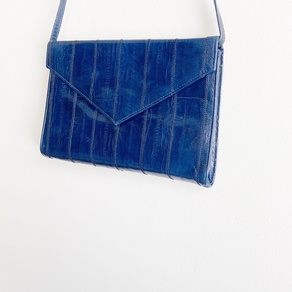 Vintage Bags Vintage Eel Skin Navy Shoulder Clutch Handbag Bag